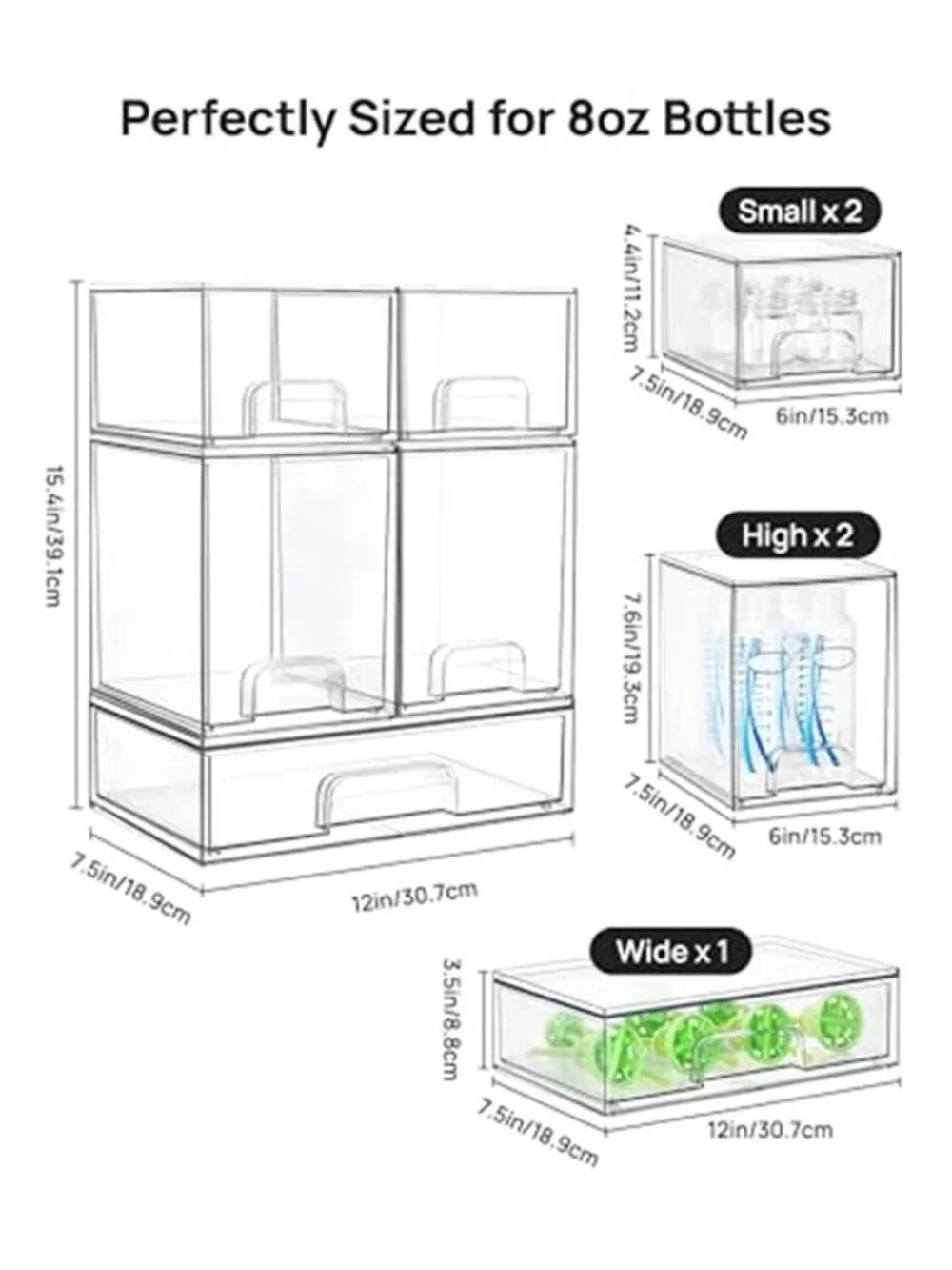 Clear Stackable Storage Drawers 5 Tier Acrylic Organizer Bathroom Vanity Pantry